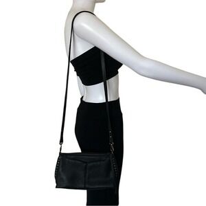 The Sak Black Pebbled Leather Studded Silverlake Crossbody/Shoulder Mini Bag